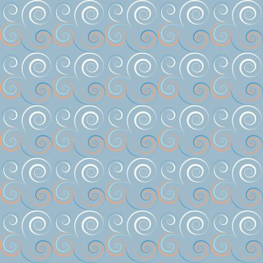 Seamless floral spiral pattern. Curled, twirl lines. Floral theme climb ornament. Twist background. Blue, beige, white colors. Vector illustration