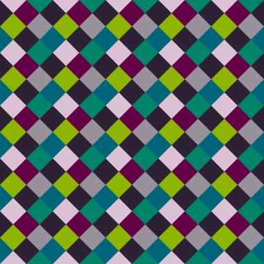 Seamless geometric checked pattern. Diagonal square, woven line background. Rhombus texture. Gray, green, vinous colors. Vector