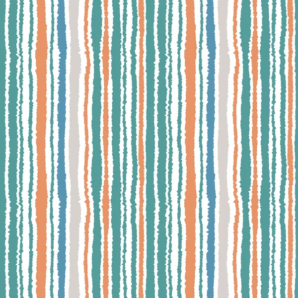 Seamless striped pattern. Vertical narrow lines. Torn paper, shred edge texture. Blue, white, orange soft colored. Vector