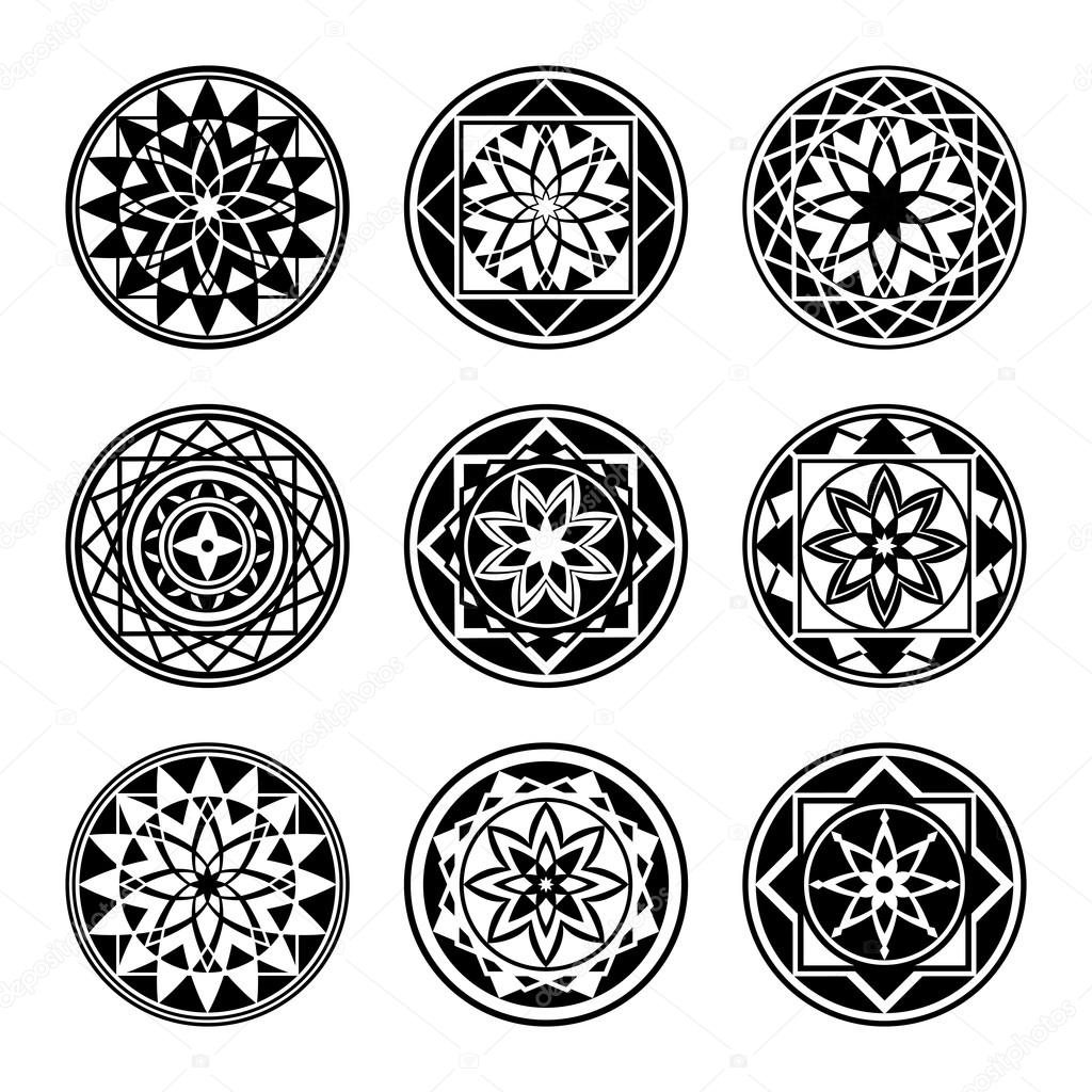 mandala elements tattoo icon set star floral stylized mandala elements tattoo icon set star floral stylized