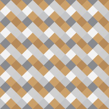 Kesintisiz geometrik desen. Çapraz kare, örgü, dokuma satır arkaplanı. Strapwork doku sıcak, yumuşak, hafif, gri, bej, zeytin renklerde. Rhomb, dikey şekil doku. Vektör