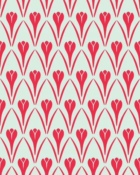 Seamless floral pattern. Flower Crocus vintage background. Saffron herb cuisine texture. Red and light gray contrast colored. Vector