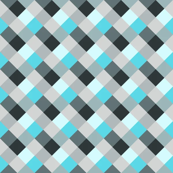 Seamless geometric checked pattern. Diagonal square, woven line background. Patchwork, rhombus, staggered texture. Gray, blue colors. Vector — Stock Vector