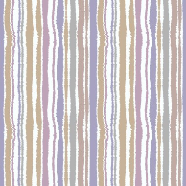 Seamless strip pattern. Vertical lines with torn paper effect. Shred edge background. Pastel colors. Vector illustration