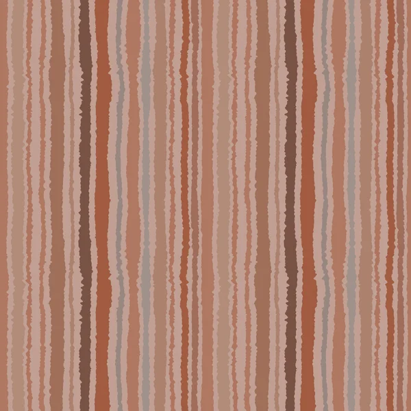 Seamless strip pattern. Vertical lines with torn paper effect. Shred edge background. Brown, gray colors. Bark of tree theme. Vector illustration — Stock Vector