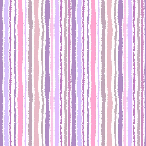 Seamless strip pattern. Vertical lines with torn paper effect. Shred edge background. Light, rose, lilac, violet, gray, white colors. Vector illustration — ストックベクタ