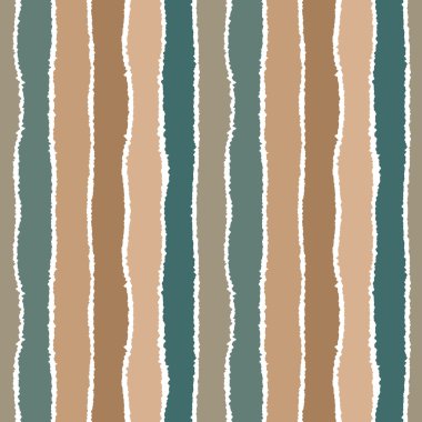 Seamless strip pattern. Vertical lines with torn paper effect. Shred edge background. Sea colors in autumn, cold, gray, green, turquoise, white colors. Vector illustration
