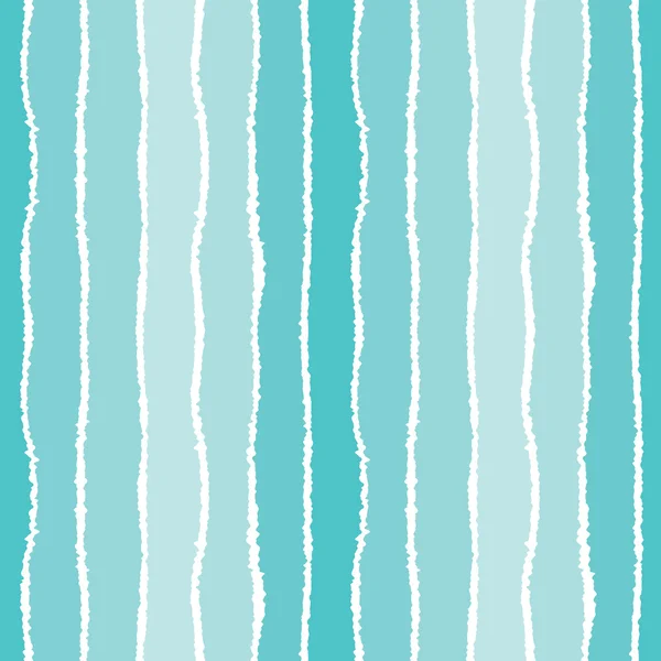 Seamless strip pattern. Vertical lines with torn paper effect. Shred edge background. Summer, blue, sea, turquoise, water, aqua, white colors. Vector illustration — 图库矢量图片