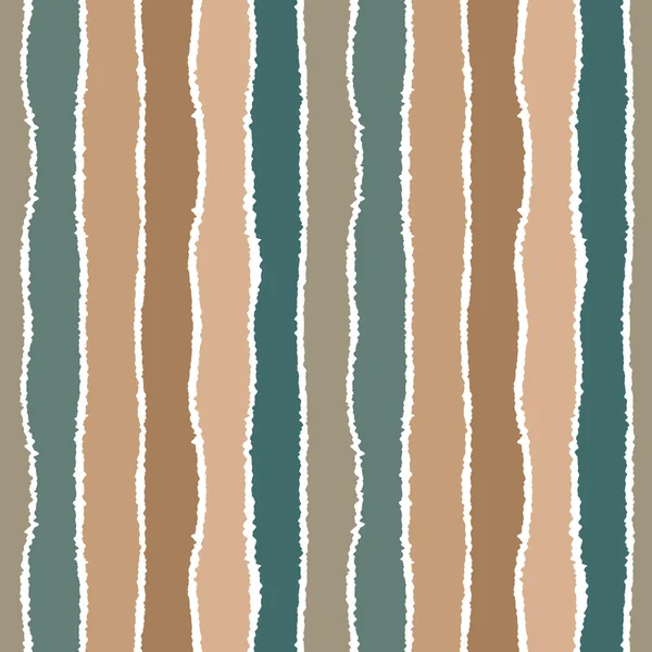 Seamless strip pattern. Vertical lines with torn paper effect. Shred edge background. Sea colors in autumn, cold, gray, green, turquoise, white colors. Vector illustration — Stock Vector