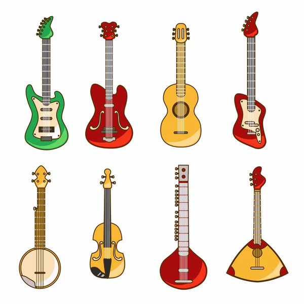 Ícones de vetor de guitarra . — Vetor de Stock