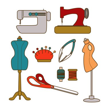  Dikiş vektör simge kümesi.