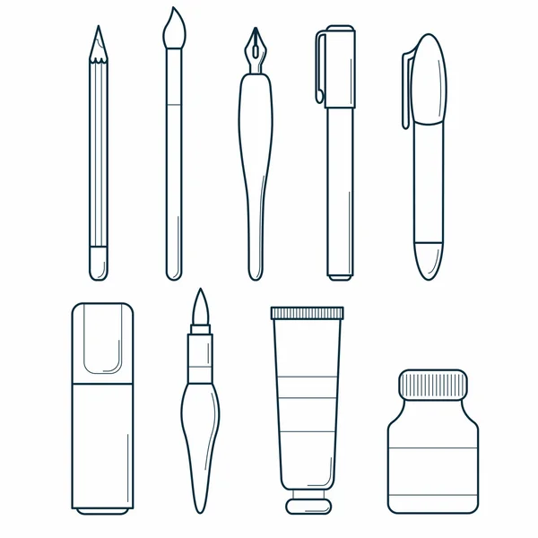 Herramientas de dibujo Set de iconos — Vector de stock