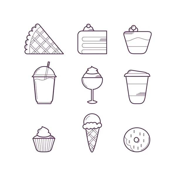 Set di icone del cibo dolce . — Vettoriale Stock