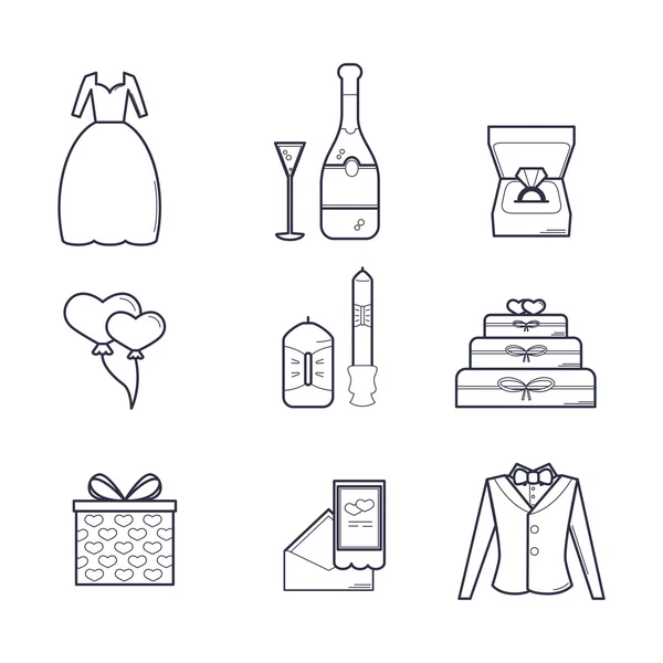 Wedding Vector Icons Set — Stock Vector