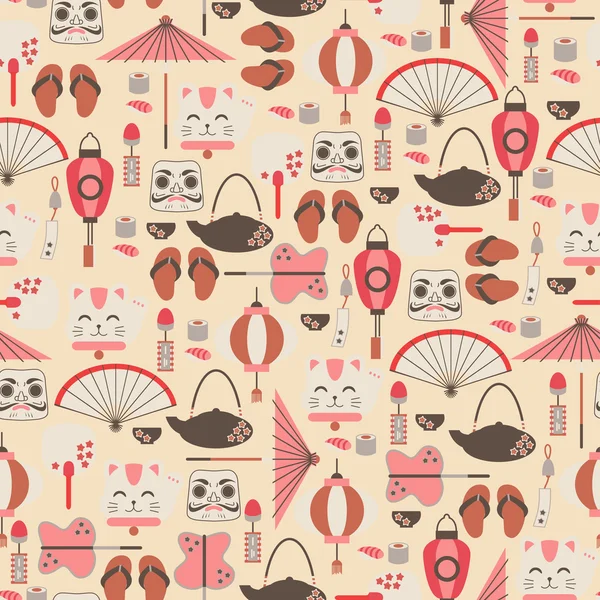 Seamless Pattern with Asian Icons 