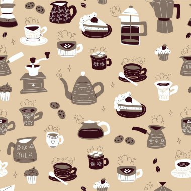 Fincanlar, çömlekler ve şekerlerle kusursuz kahve kalıpları.. 