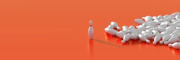 Pinos de bowling, conceitos de liderança — Fotografia de Stock