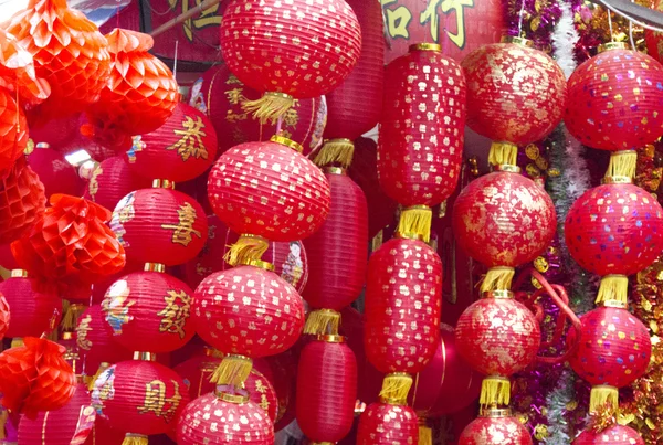 Red chinese lanterns background — Stock Photo, Image