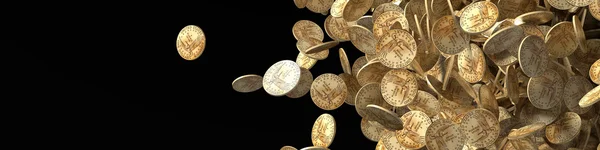 DDollar coins flying on black — Stock Photo, Image