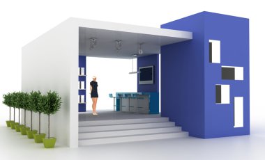 Sergi stand, kopya alanı illüstrasyon