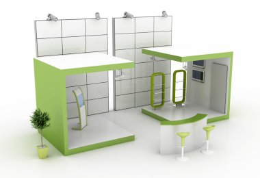 Sergi stand, kopya alanı illüstrasyon