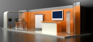 Empty exhibition booth, copy space illustration