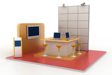 Sergi stand, kopya alanı illüstrasyon