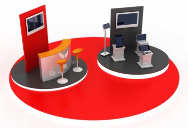 Sergi stand, kopya alanı illüstrasyon