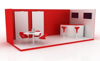 Sergi stand, kopya alanı illüstrasyon