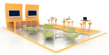 Sergi stand, kopya alanı illüstrasyon