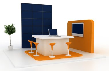 Sergi stand, kopya alanı illüstrasyon