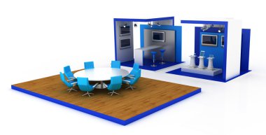 Sergi stand, kopya alanı illüstrasyon