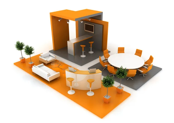 Empty exhibition booth, copy space illustration — Stock Photo, Image