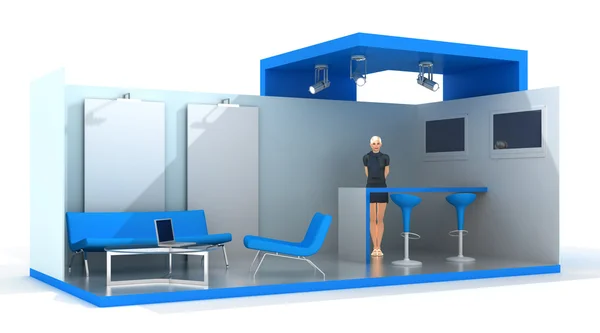 Empty exhibition booth, copy space illustration — Stock Photo, Image