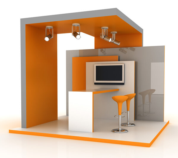 Empty exhibition booth, copy space illustration