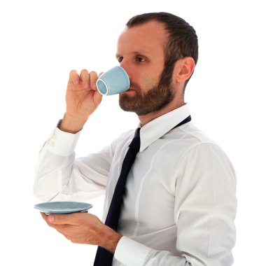 İş adamı kahve molası veriyor.