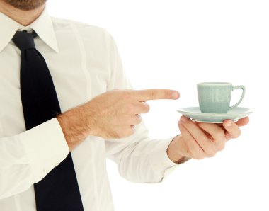 İş adamı kahve molası veriyor.