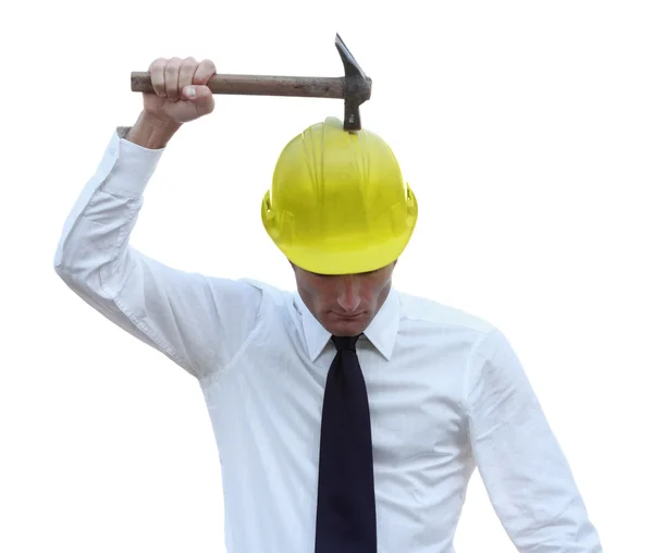 Worried and depressed builder manager — Stock Photo, Image