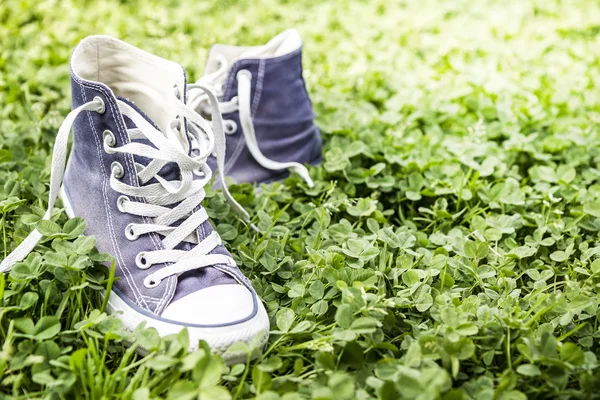 Sneakers på gräset — Stockfoto