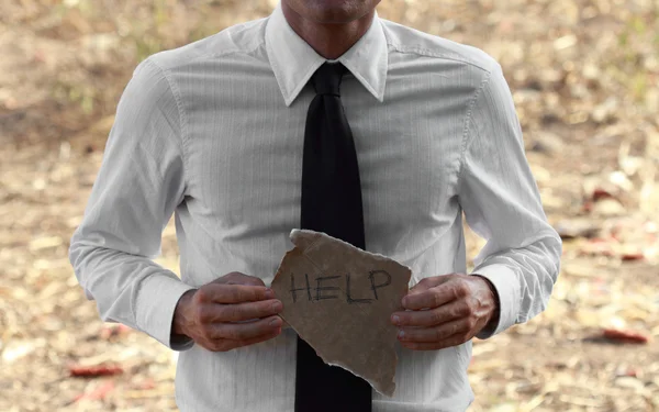 Businessman outdoor asking for help — Stock Photo, Image