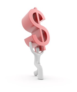 dolar simgesi üzerinde beyaz izole