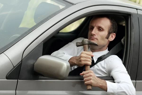 Motorista infeliz em seu carro — Fotografia de Stock