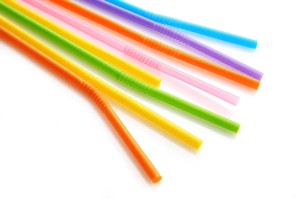 Colored straws on white — Stock Photo, Image