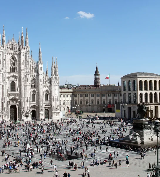 Rare aerial view of Duomo square in Milan, Italy — Stock Photo, Image