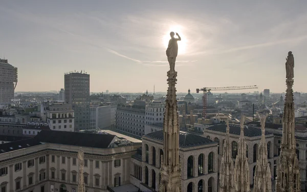 Skyline de Milão da igreja Duomo — Fotografia de Stock