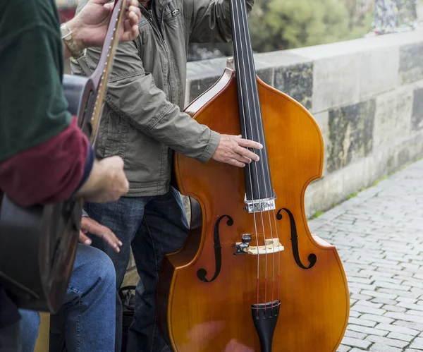 Speler van de muziek in de straten van Praha — Stockfoto