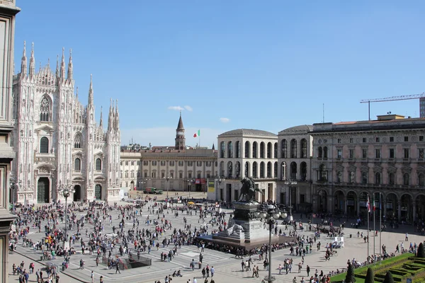 Rare aerial view of Duomo square in Milan, Italy — Stock Photo, Image