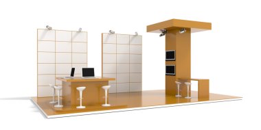 Exhibition stand on white