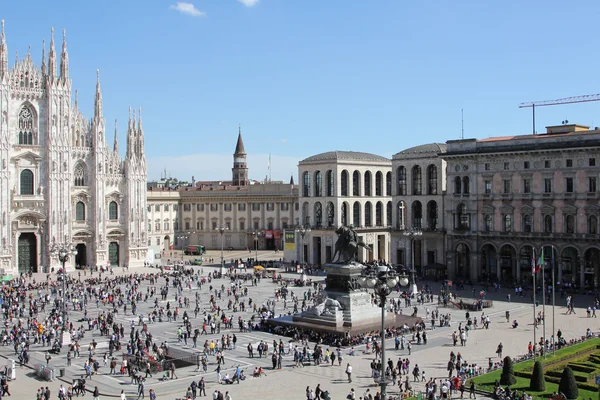 Rare aerial view of Duomo square in Milan, Italy — Stock Photo, Image