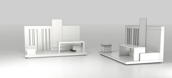 Empty exhibition booth, copy space illustration, original design 3d rendering